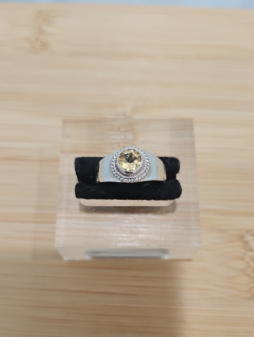 Sterling Silver Citrine Bezel Ring - Women's Yellow Gemstone